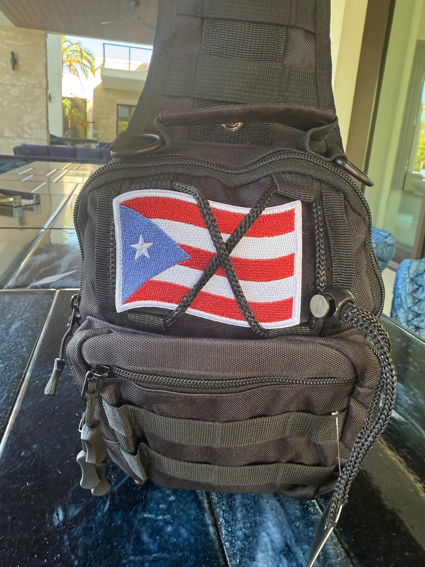 Anti-Theft Crossbody Chest Bag – Tactical Sling with 5 Zipper Pockets & Patch