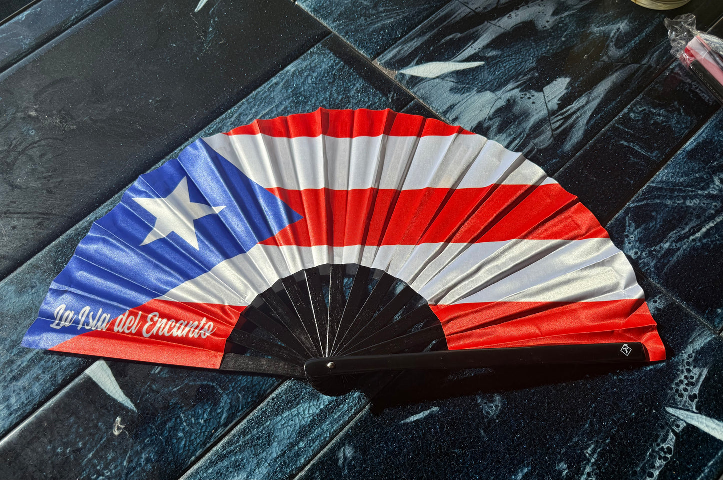 La Isla del Encanto Puerto Rico Bamboo Folding Fan