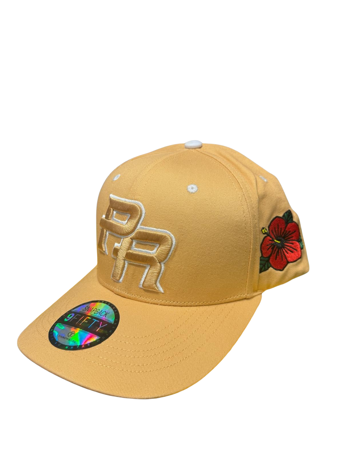 Puerto Rico PR Snapback Hat – Nude Curved Brim Cap with 5D Embroidery & Flor Maga Patch | Tainowears®