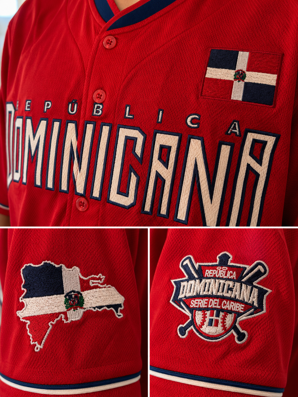 Quisqueya Heritage Dominican Red Embroidered Baseball Jersey