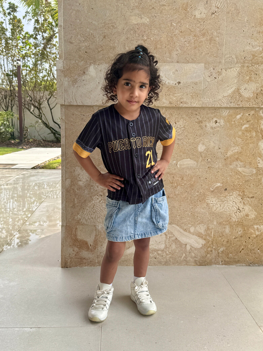 Puerto Rico Clemente Coquí Kids Baseball Jersey – Black Gold Youth Button-Up Shirt