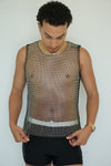 Rainbow Fishnet Black Long Tank Top – See-Through Mesh Camisole, Sleeveless Cover-Up for Women (Copy)