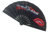 Rave Hand Fans – Large Bamboo Folding Fan with Loud Clack for Festivals, Pride, Summer & Drag Shows | Solid, Glitter, and Statement DesignsDominicana Juicy
