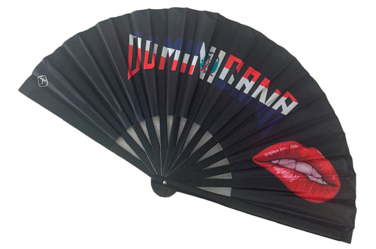 Rave Hand Fans – Large Bamboo Folding Fan with Loud Clack for Festivals, Pride, Summer & Drag Shows | Solid, Glitter, and Statement DesignsDominicana Juicy