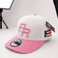 Puerto Rico PR Pink & White Snapback Cap – Embroidered Flat Brim Hat