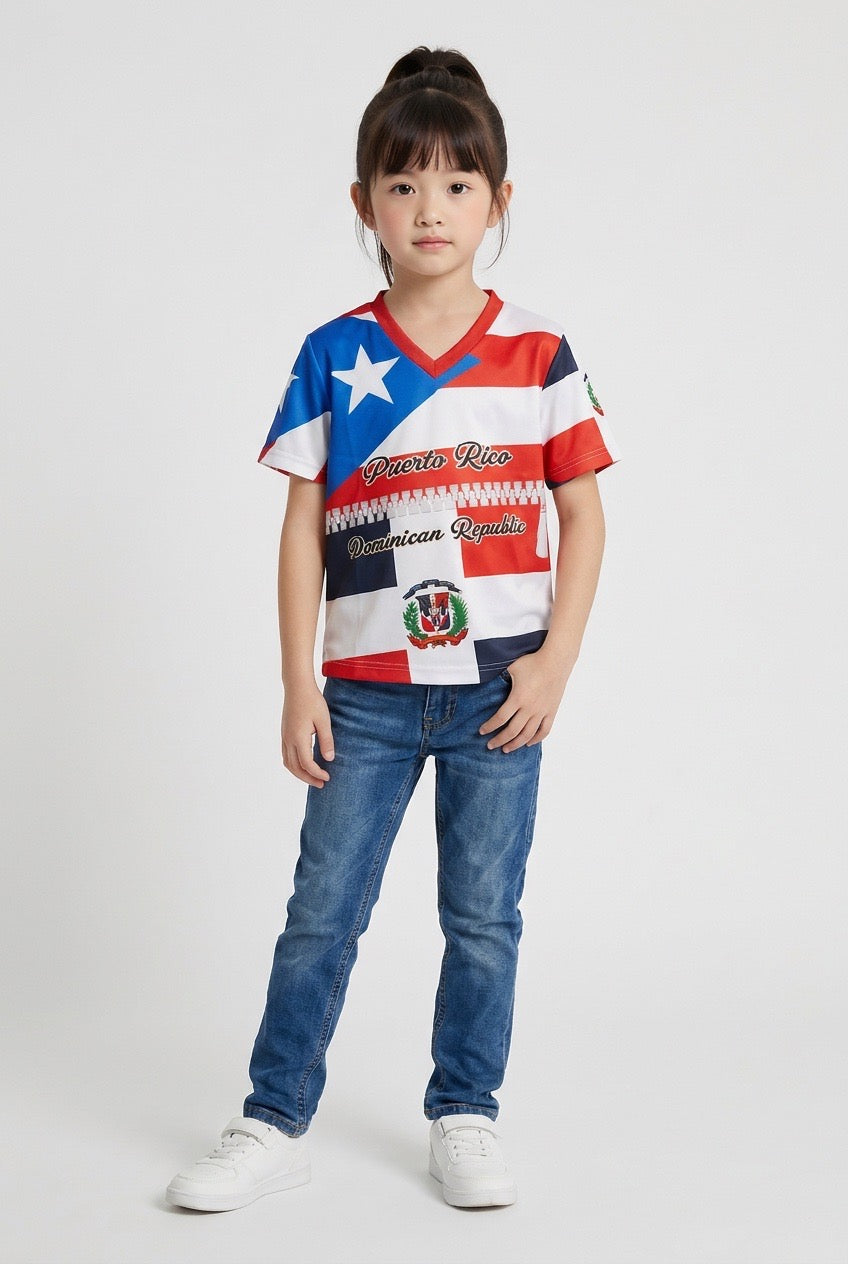 Puerto Rico Dominican Republic Jersey – V-Neck Lightweight T-Shirt