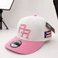 Puerto Rico PR Pink & White Snapback Cap – Embroidered Flat Brim Hat