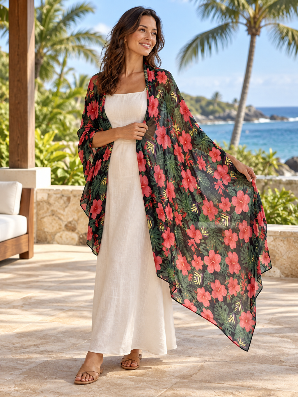 Flor Maga Viscose Scarf & Beach Wrap | Island Bloom