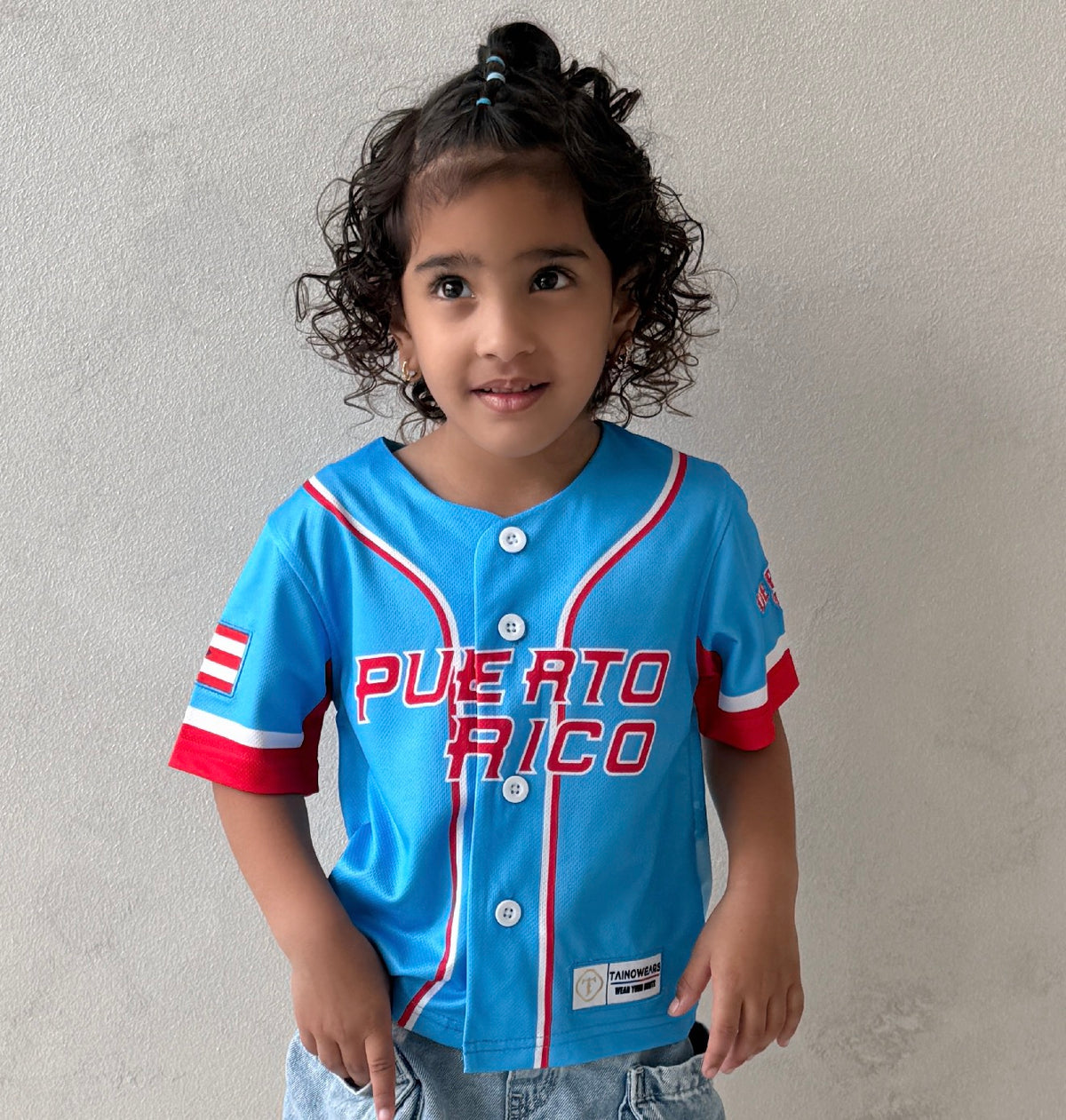 Puerto Rico Kids Baseball Jersey – Bandera Boricua Youth Button-Up Shirt