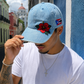 Puerto Rico Denim Flor Maga Hat - Embroidered Curved Brim Snapback Cap