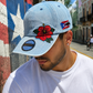Puerto Rico Denim Flor Maga Hat - Embroidered Curved Brim Snapback Cap