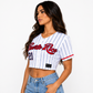 Puerto Rico 21 Coquí Pinstripe Women’s Embroidered Crop Jersey