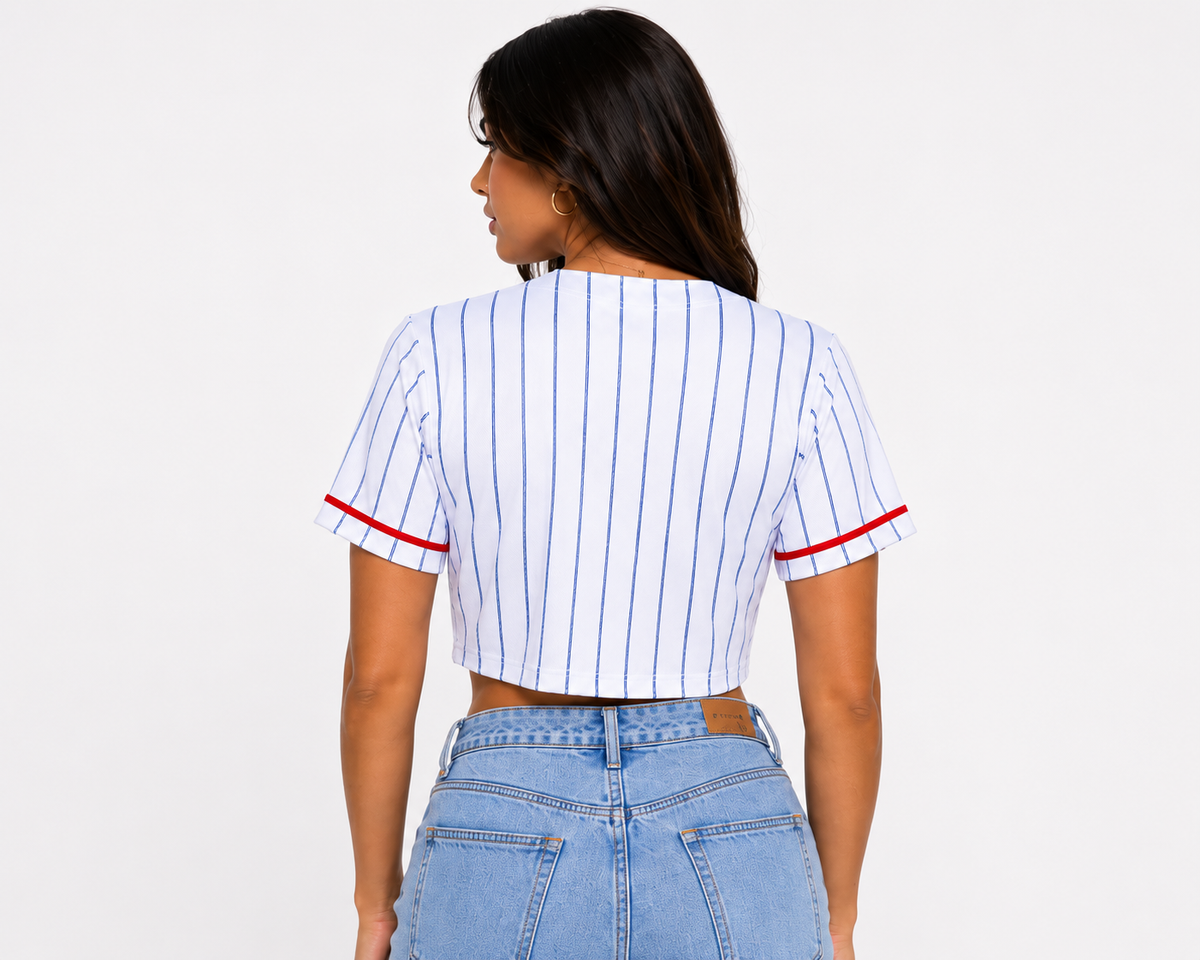 Puerto Rico 21 Coquí Pinstripe Women’s Embroidered Crop Jersey