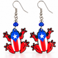 Puerto Rico Coquí Earrings – Handmade Boricua Flag Dangle Earrings