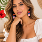Flor Boricua Puerto Rico Flag & Hibiscus Dangle Earrings