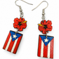 Flor Boricua Puerto Rico Flag & Hibiscus Dangle Earrings