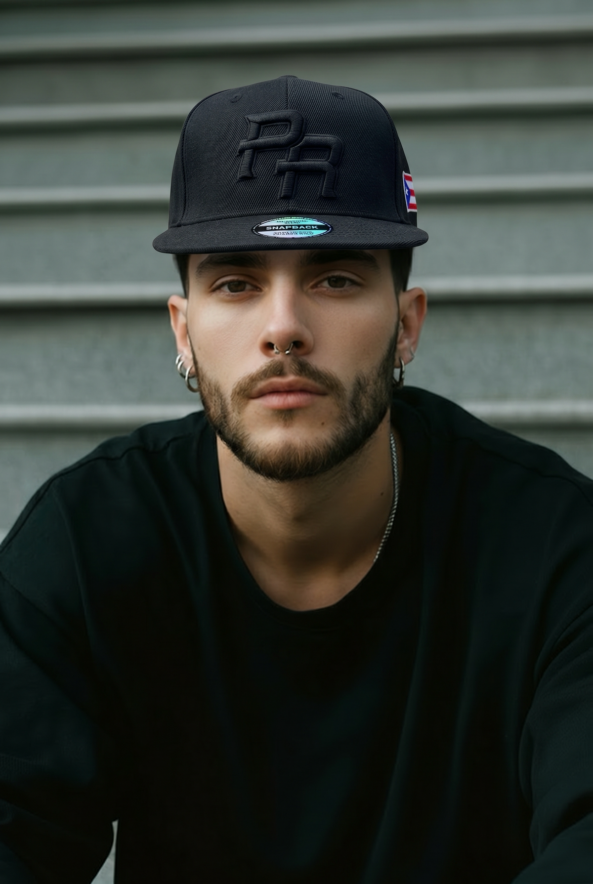 Puerto Rico PR Black Flat Brim Snapback Hat – Structured Polyester Cap
