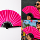 Pink Solid Folding Fan – Bamboo Clack Hand Fan