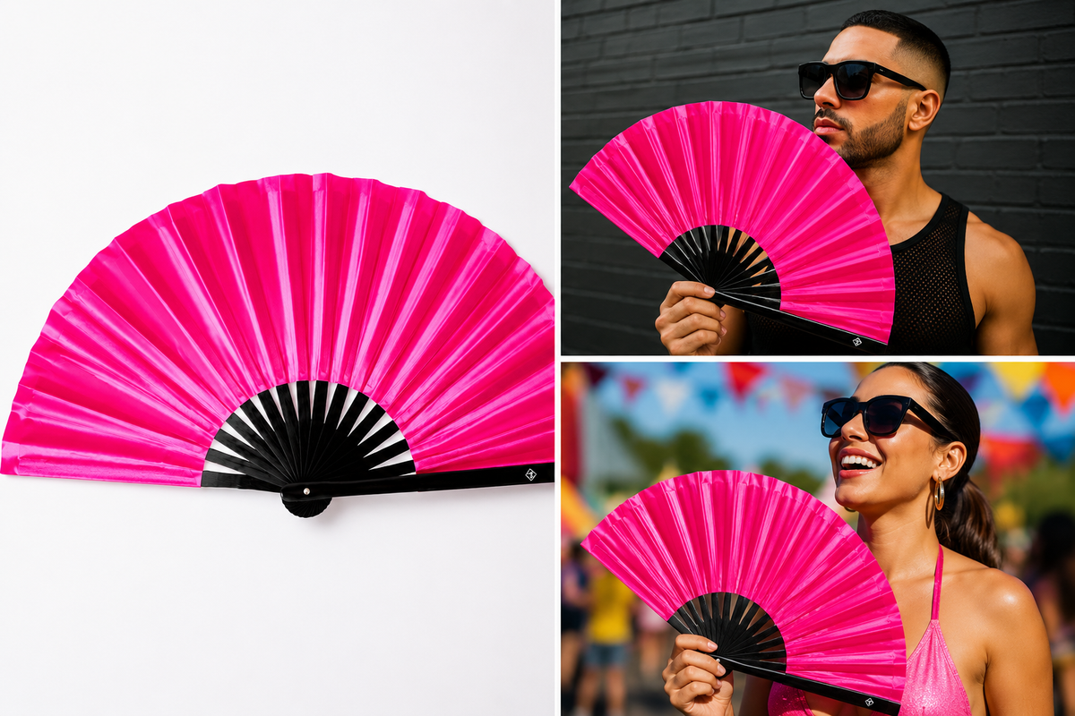Pink Solid Folding Fan – Bamboo Clack Hand Fan