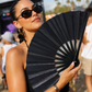 Black Glitter Folding Fan – Bamboo Clack Hand Fan