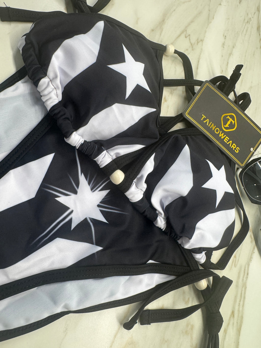 Boricua inspired black flag swimwear for beach and resort wear