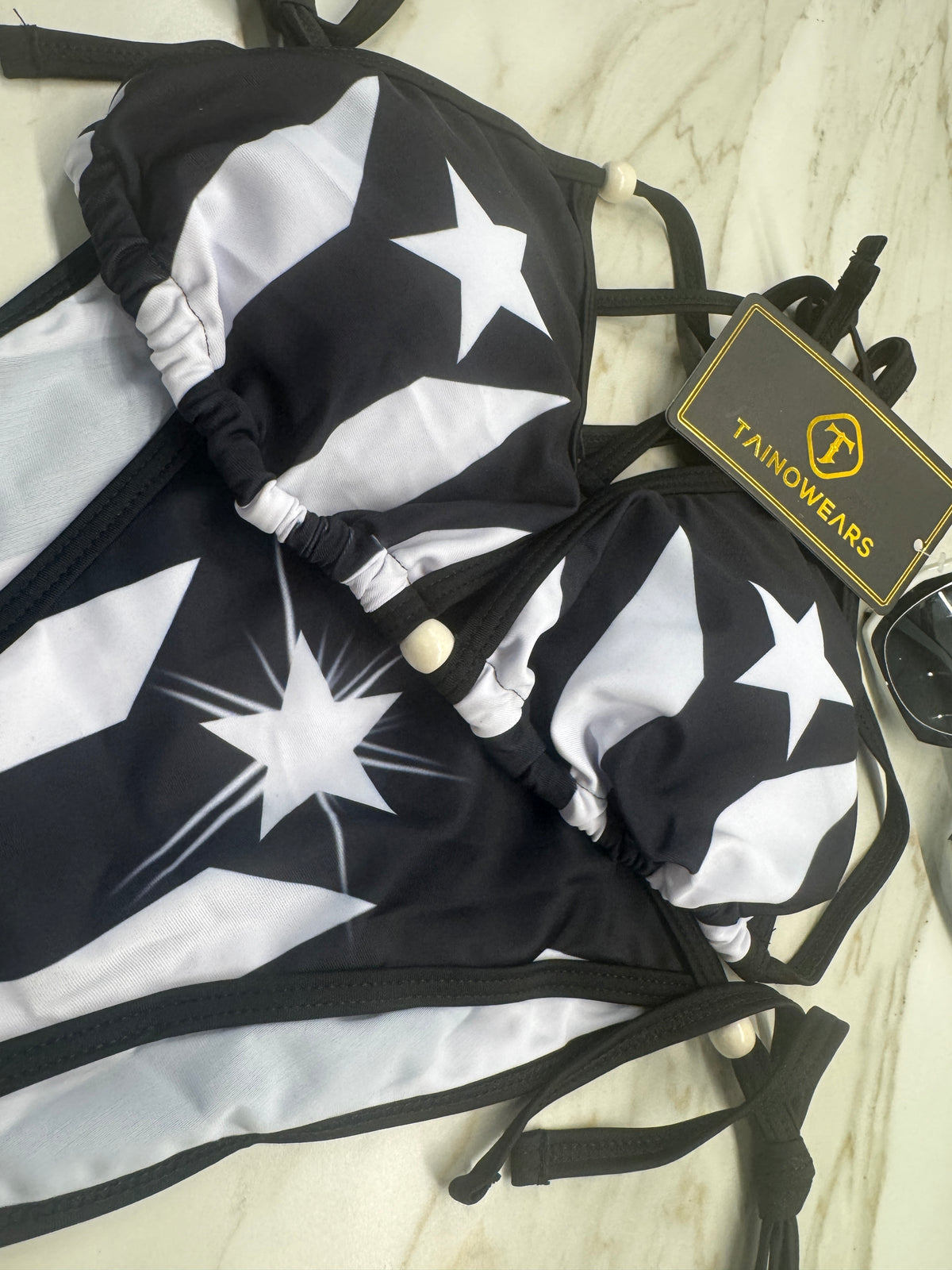Boricua inspired black flag swimwear for beach and resort wear