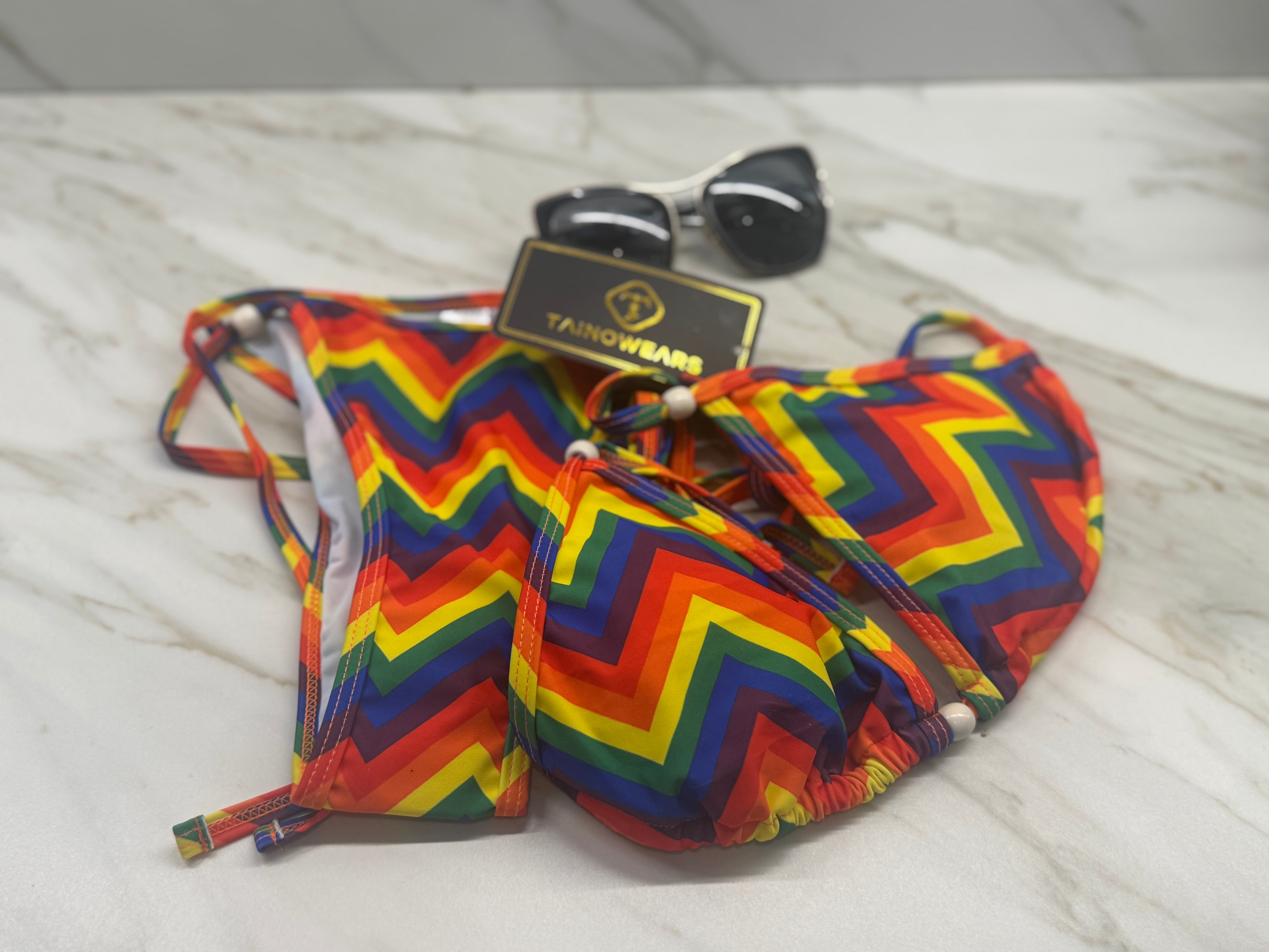 Pride Rainbow Bikini Set | 2 Piece Festival Swimwear – Tainowears NYC