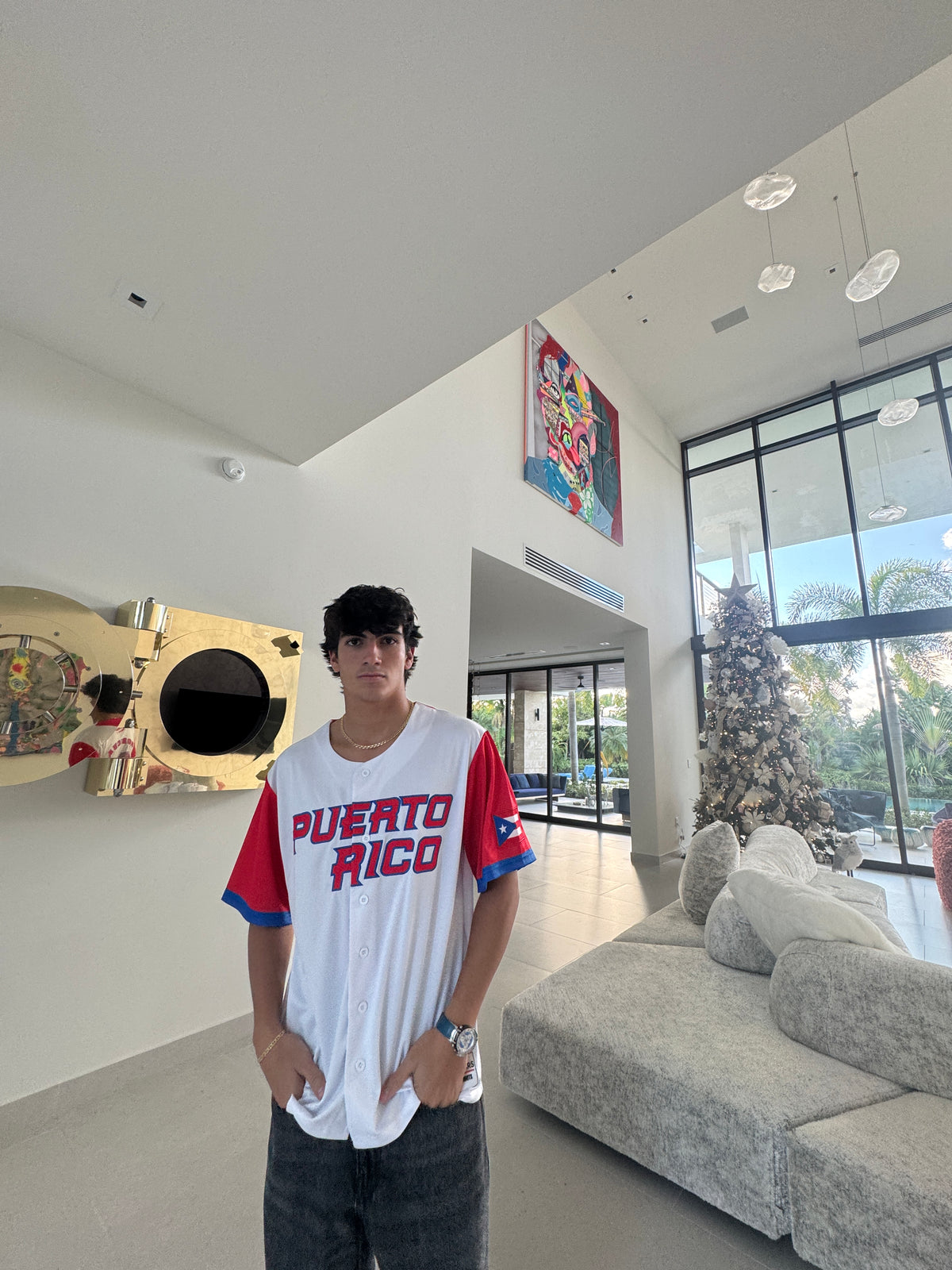 Puerto Rico Baseball Jersey – Boricua 21 Red Button Jersey