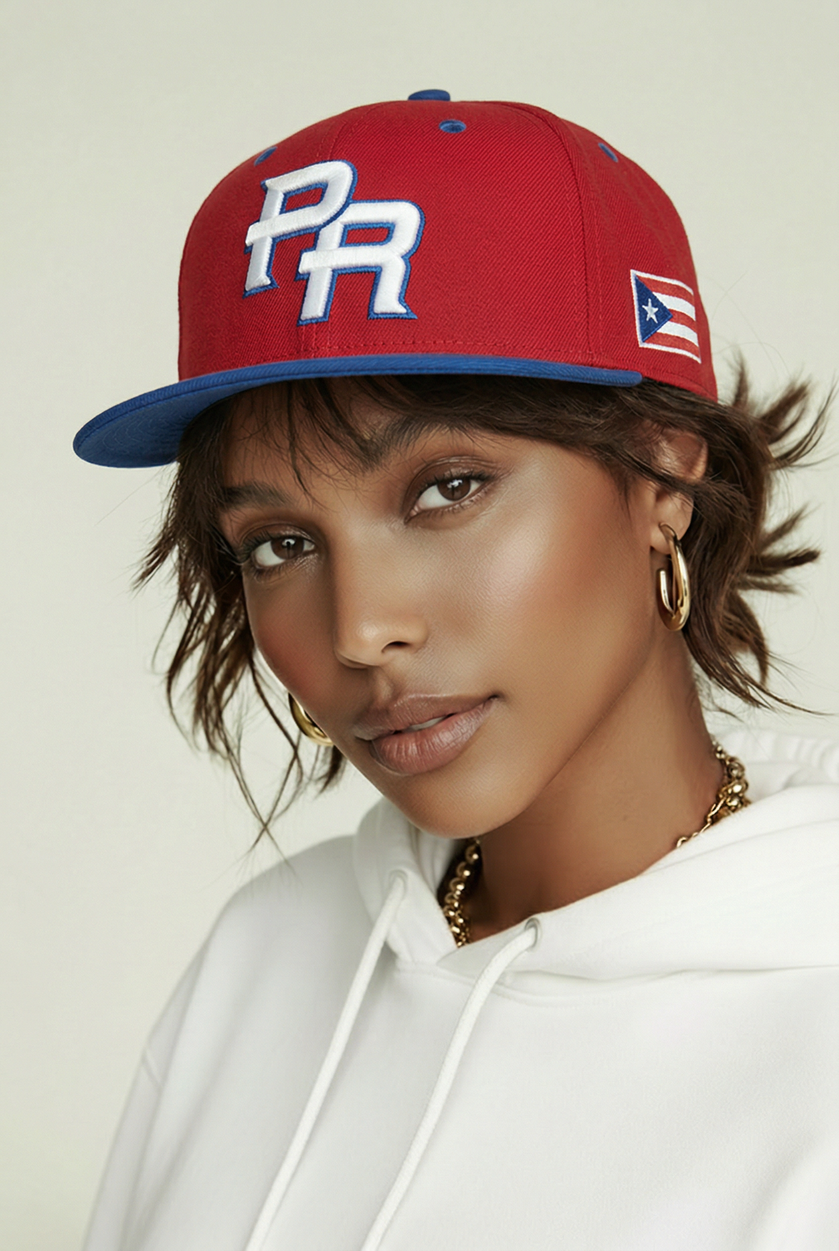 Puerto Rico PR Red Blue Flat Brim Snapback Hat – 5D Embroidered Cap