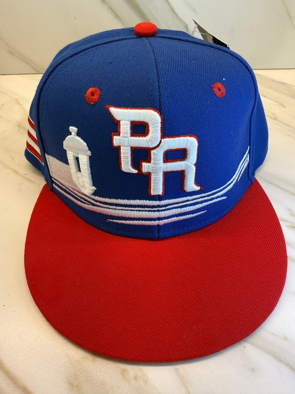 Puerto Rico Olas Hat - PR Flag Curved Brim Snapback Cap