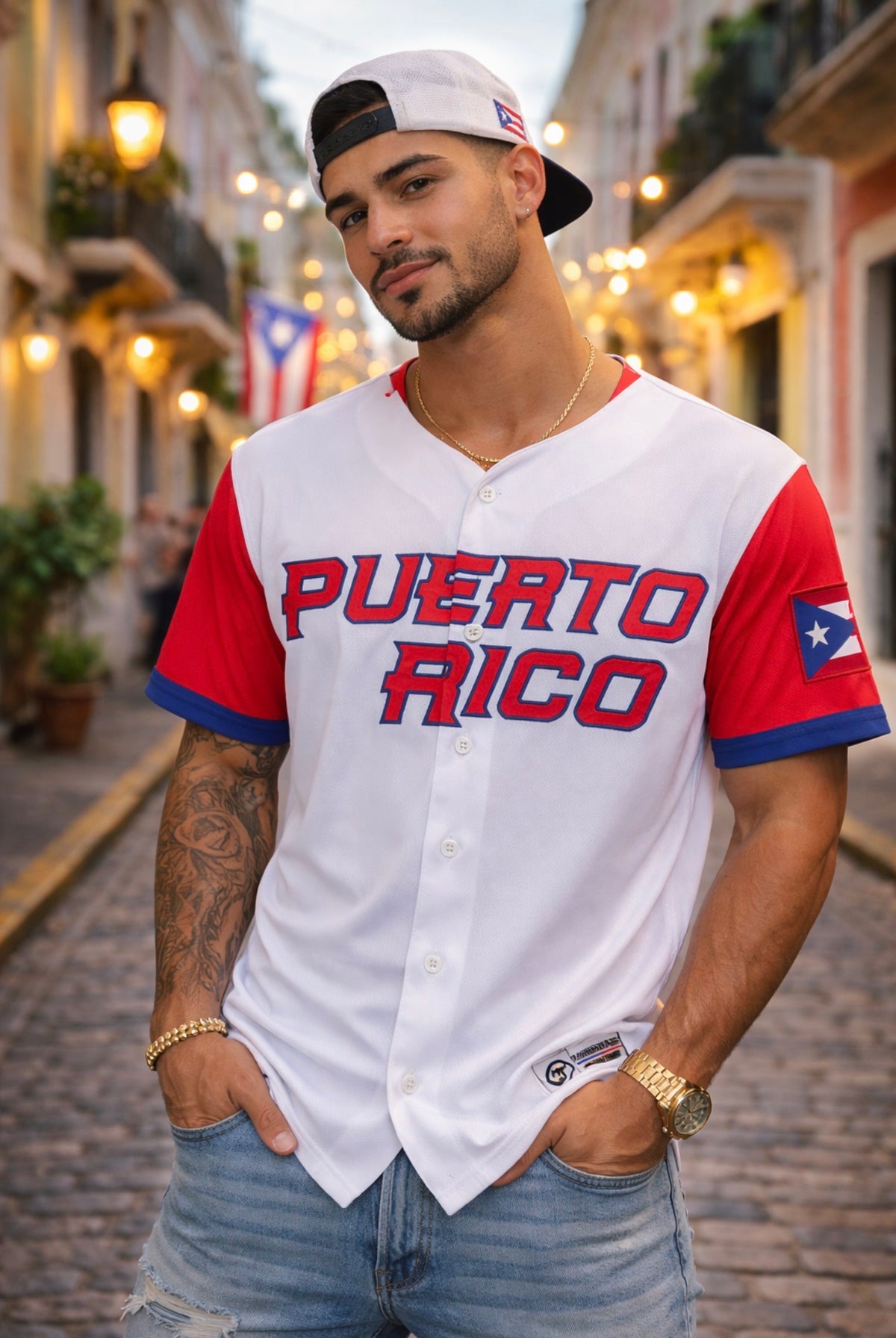 Puerto Rico Baseball Jersey – Boricua 21 Red Button Jersey
