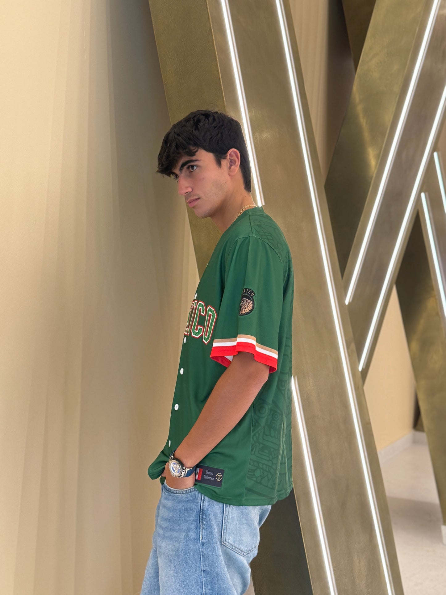 Mexico Green Baseball Jersey for Men & Women – Aztec Back Graphic, Button Up Mesh Top, Lightweight Mexico Jersey