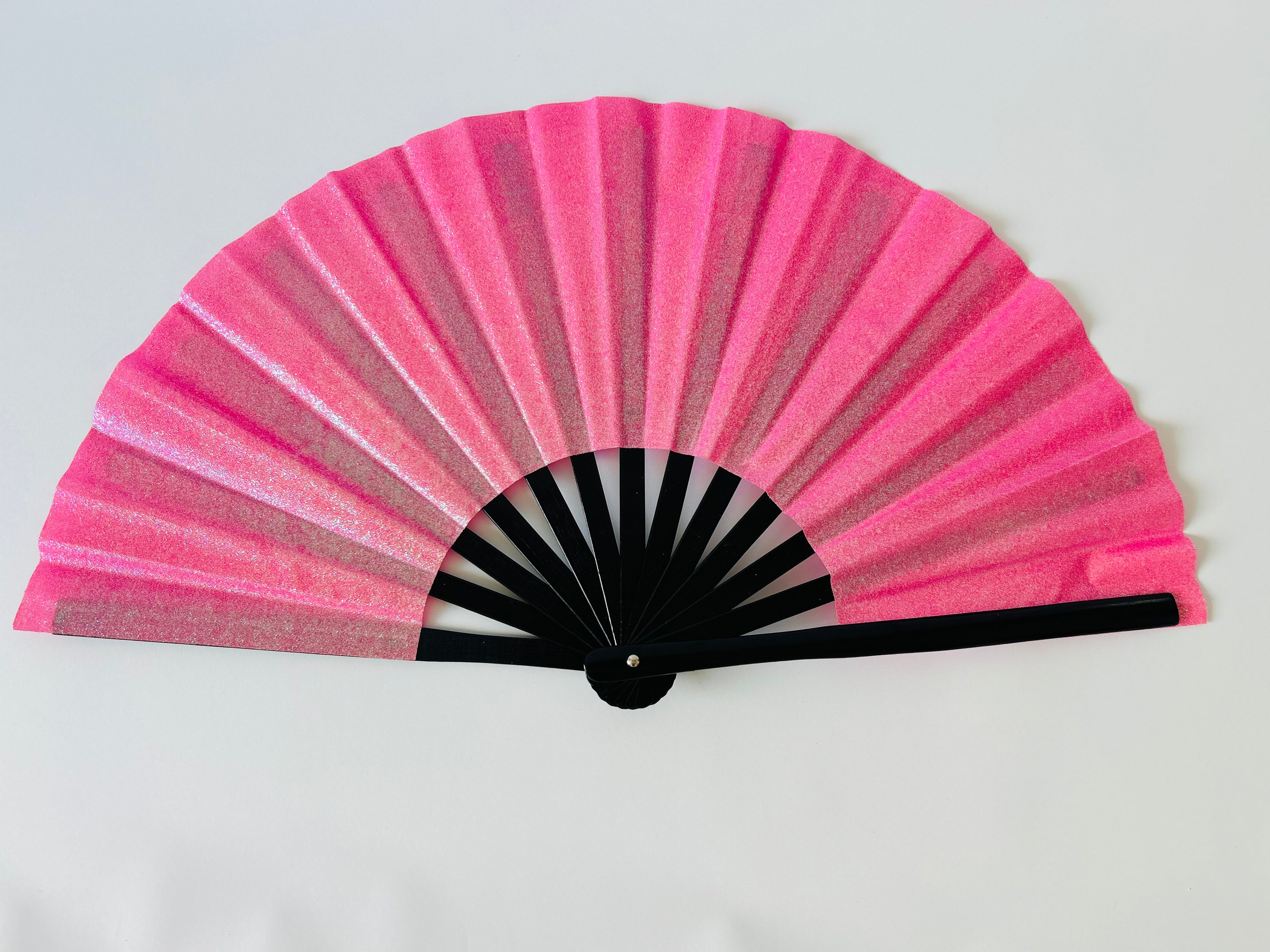 Pink Glitter Folding Fan – Bamboo Clack Hand Fan