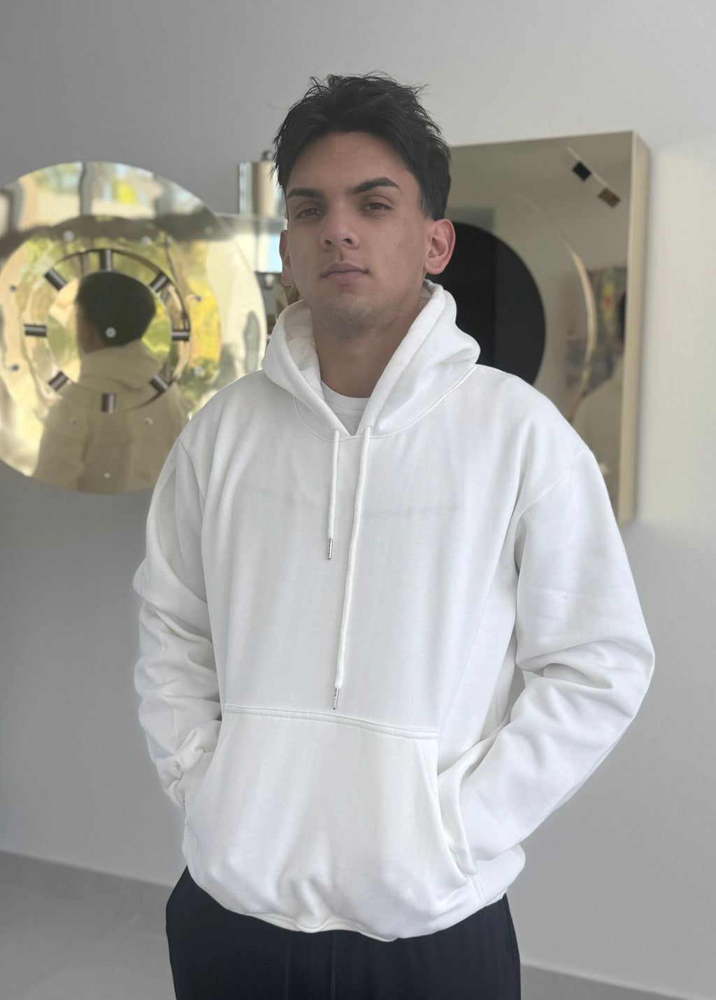Premium Oversized Off White Pullover Hoodie - 100% Natural Cotton from Peru | Soft Feel & Sustainable Design