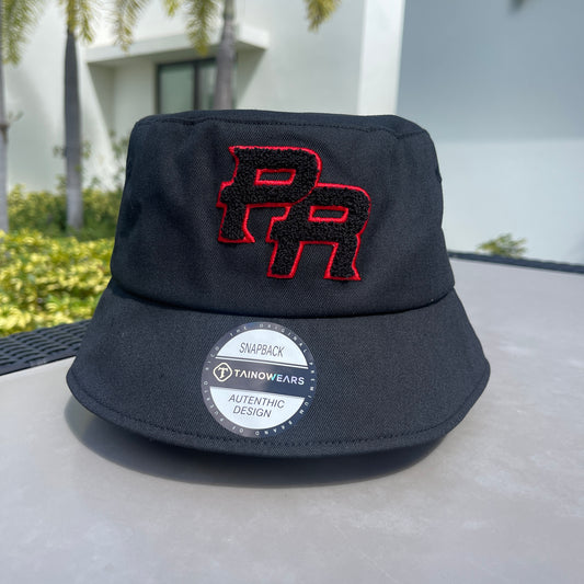 Puerto Rico Bucket Hat Cotton PR Embroidered Chenille Black PR Premium Cotton