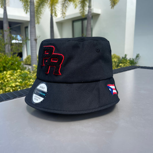 Puerto Rico Bucket Hat Cotton PR Embroidered Chenille Black PR Premium Cotton