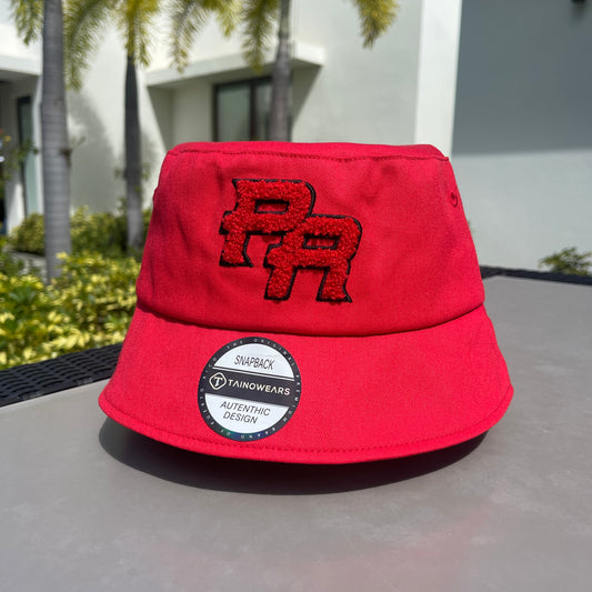 Puerto Rico Bucket Hat Chenille Red PR premium cotton