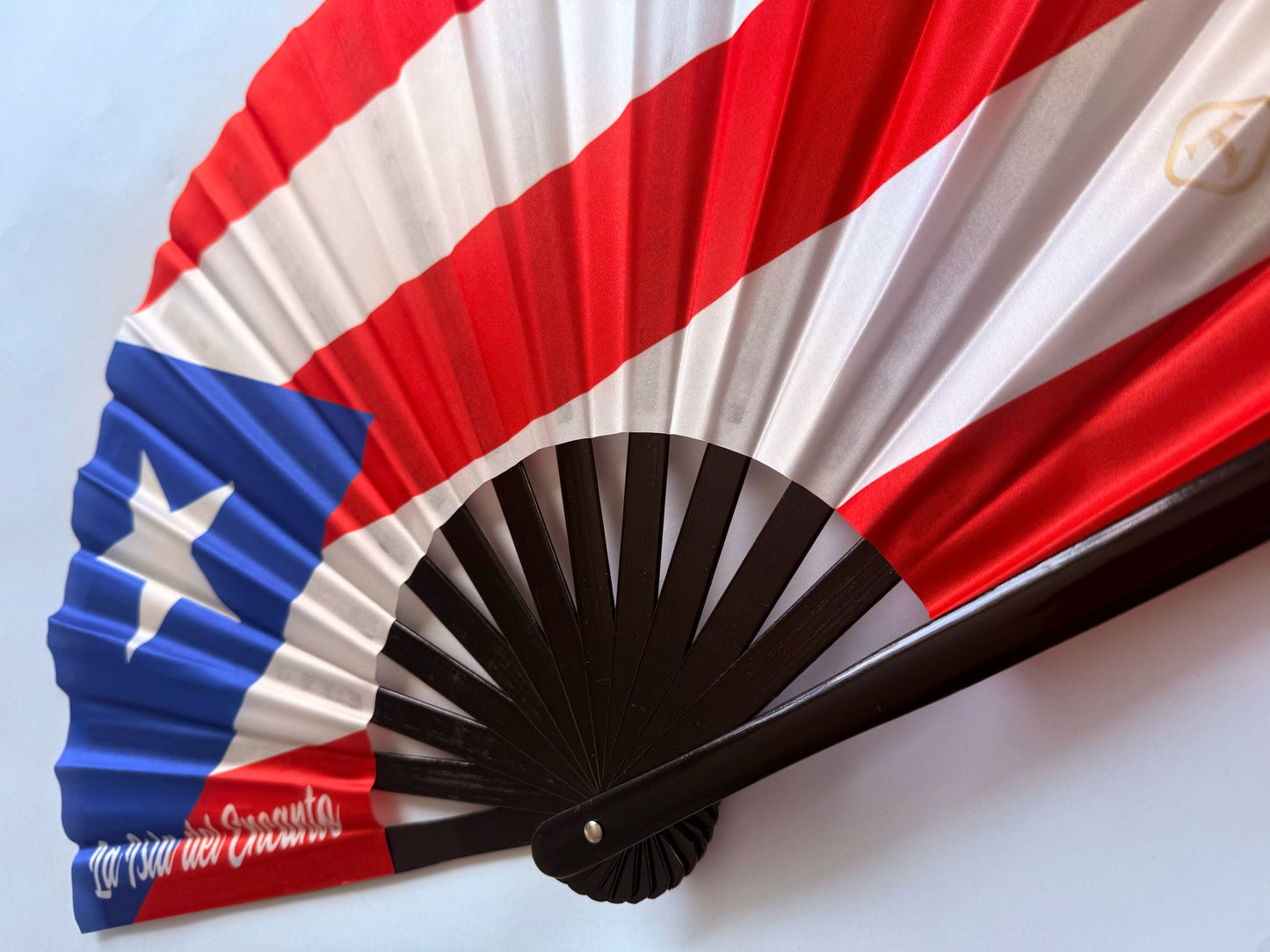 Rave Hand Fans – Large Bamboo Folding Fan with Loud Clack for Festivals, Pride, Summer & Drag Shows | Solid, Glitter, and Statement DesignsPuerto Rico La isla del Encanto