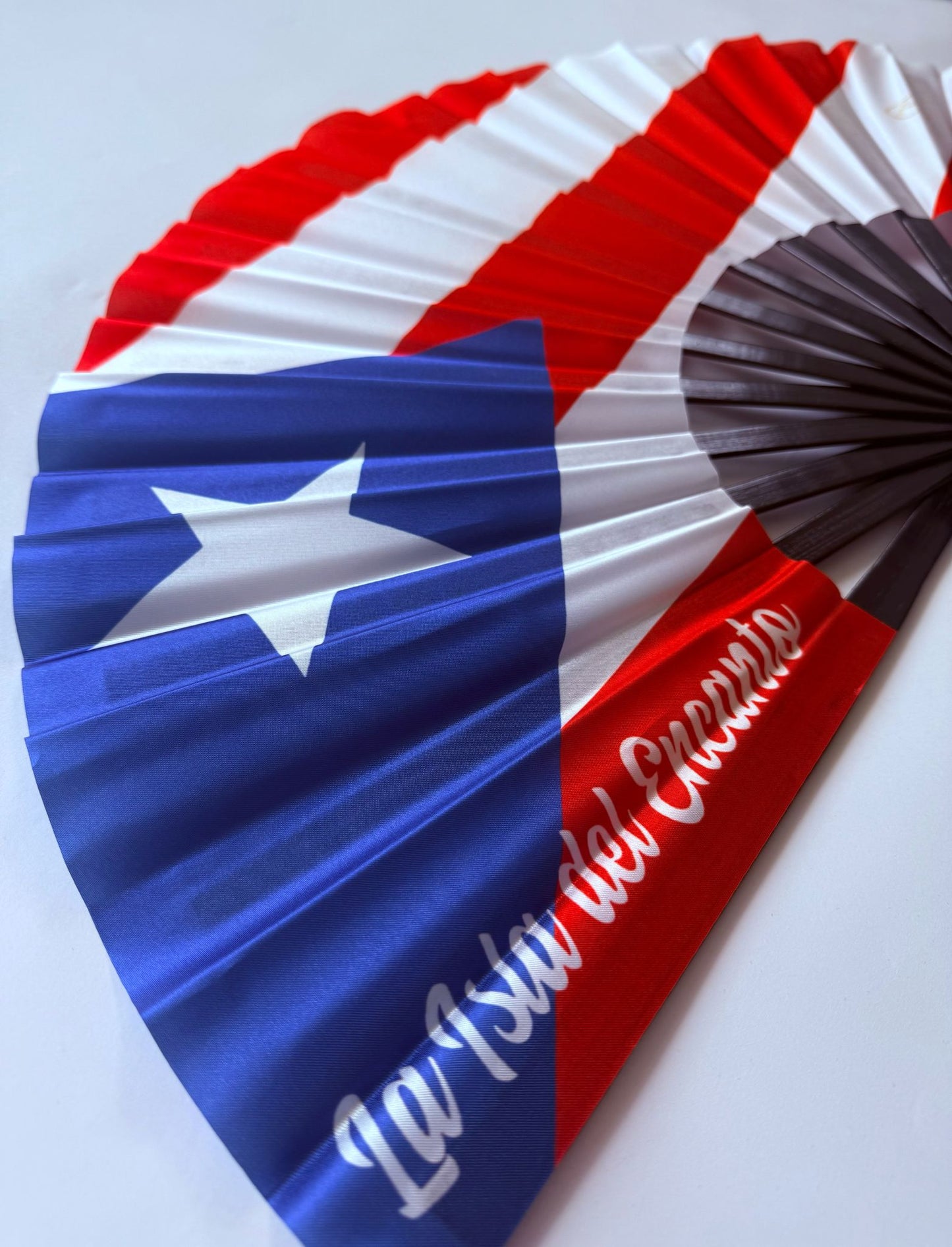 Rave Hand Fans – Large Bamboo Folding Fan with Loud Clack for Festivals, Pride, Summer & Drag Shows | Solid, Glitter, and Statement DesignsPuerto Rico La isla del Encanto