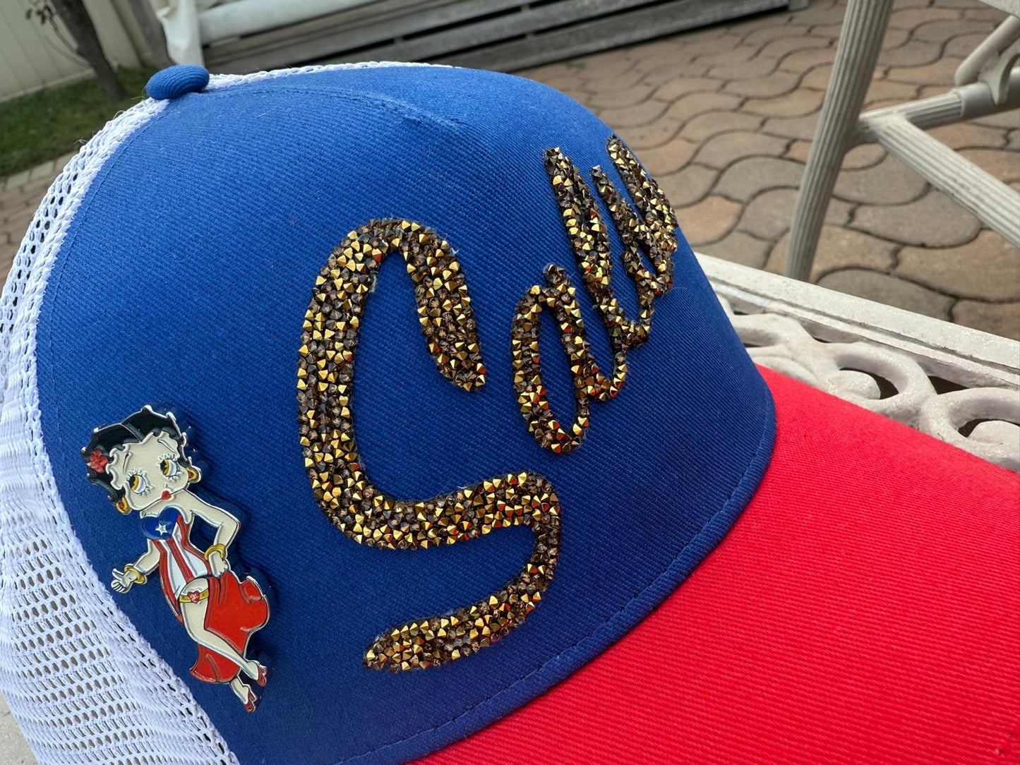 Salsa Trucker Cap - Gold Rhinestone Design, Adjustable Snapback, Exclusive TainoWears Music Hat