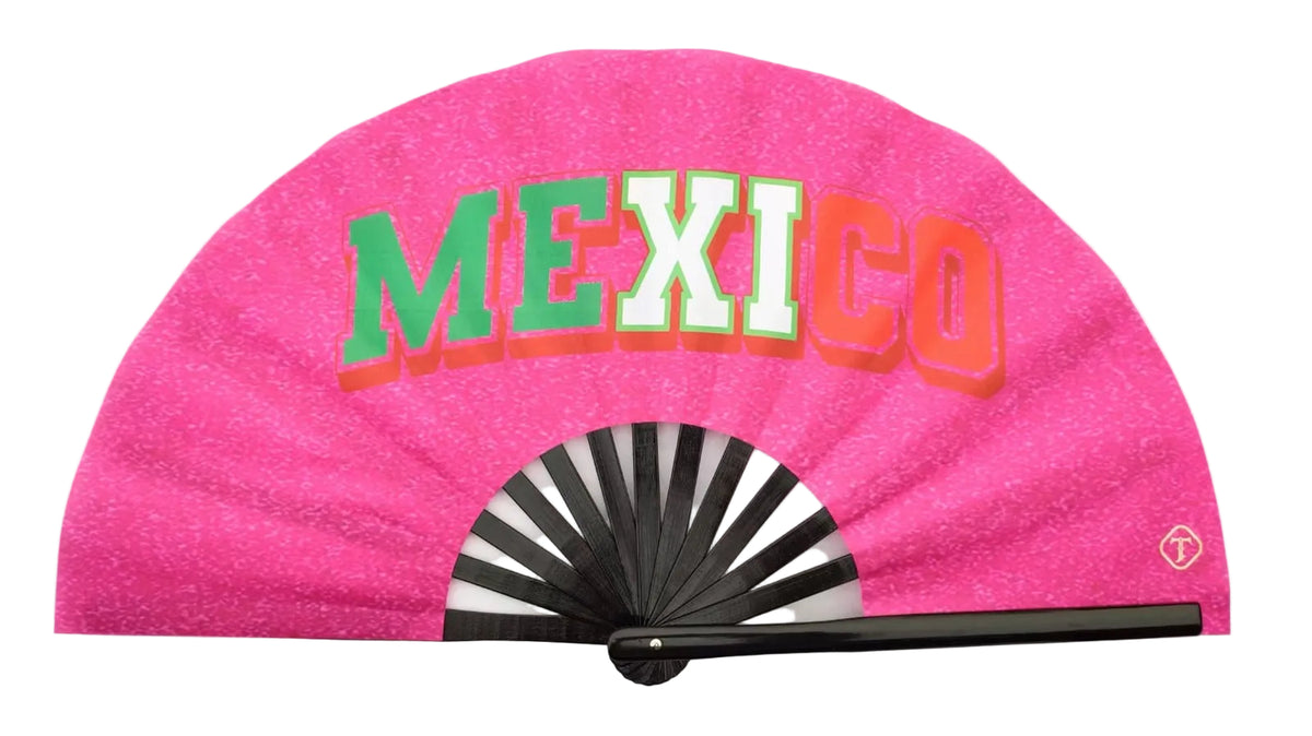 Mexico Pink Glitter Folding Fan – Bamboo Clack Hand Fan