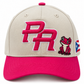 La Coqueta Puerto Rico Ivory & Fuchsia Embroidered Snapback Cap