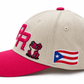 La Coqueta Puerto Rico Ivory & Fuchsia Embroidered Snapback Cap