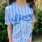 HEADZFLEX Licey Kids Baseball Jersey - Limited Edition with White and Blue Stripes, Premium Sublimation, Embroidered Flag