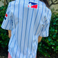 HEADZFLEX Licey Kids Baseball Jersey - Limited Edition with White and Blue Stripes, Premium Sublimation, Embroidered Flag