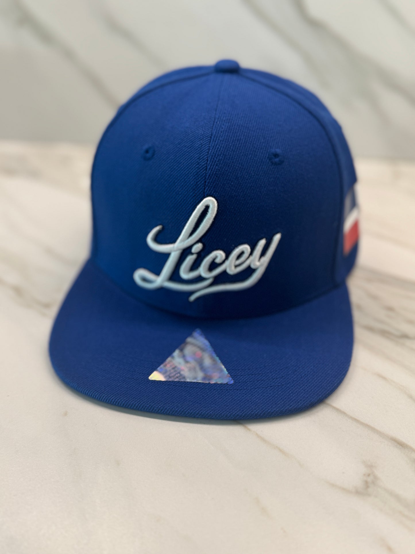 HeadzFlex Licey Baseball Cap - Blue Snapback Flat Bill | Premium Embroidery & Dominican Republic Flag