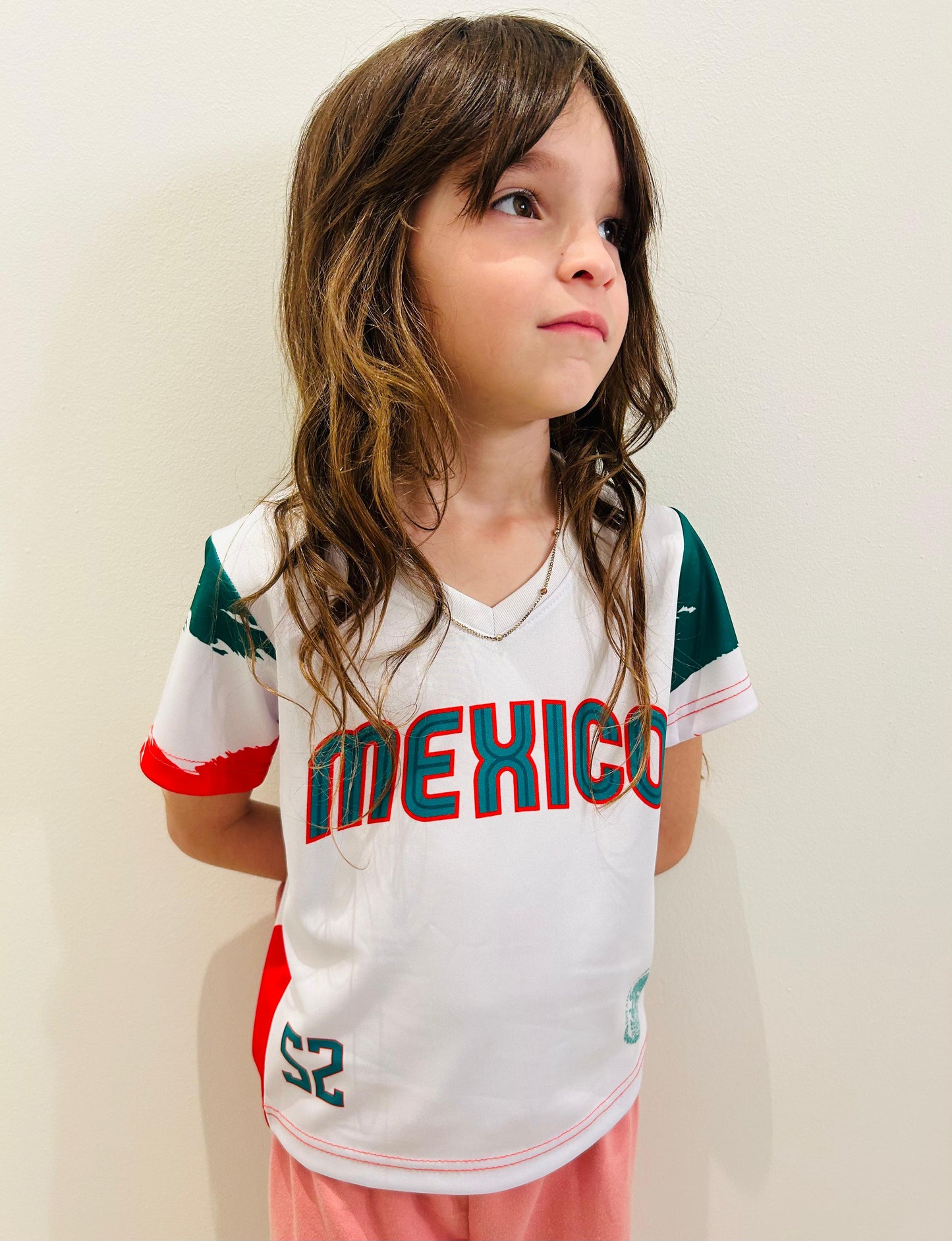 Kids Mexico T-Shirt - White Polyester with Iconic Eagle & Flag Design
