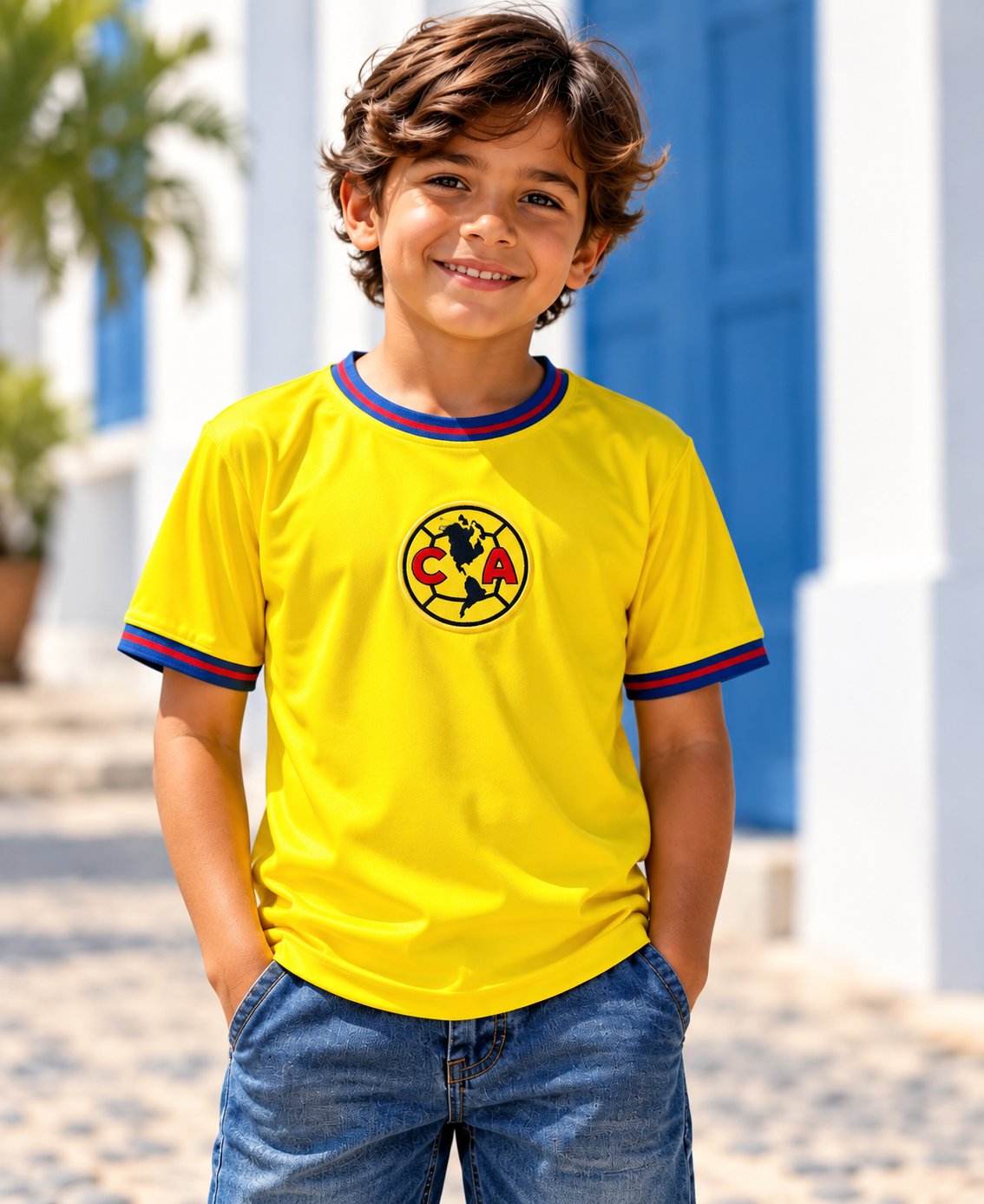 Mexico Golden Spirit Kids Jersey – Yellow Polyester Youth Shirt  Description