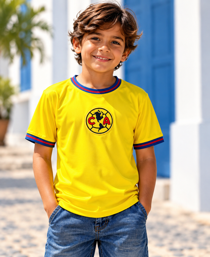 Mexico Golden Spirit Kids Jersey – Yellow Polyester Youth Shirt  Description