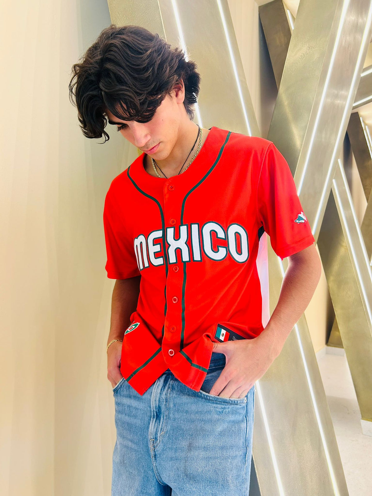 Mexico Red Baseball Jersey – Premium Unisex Jersey with Iconic Quetzalcoatl & Mexico Map